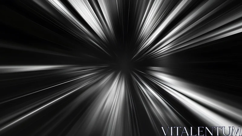 Monochrome light speed tunnel with radial motion blur effect.