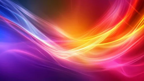 Radiant neon light waves flow across a vibrant digital canvas