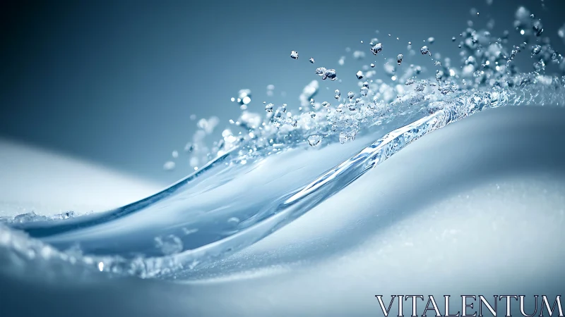 Dynamic water splash arcs over smooth surface in motion.