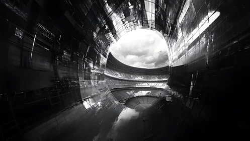 Olympic Stadium Interior Rendered Through Fisheye Perspective.