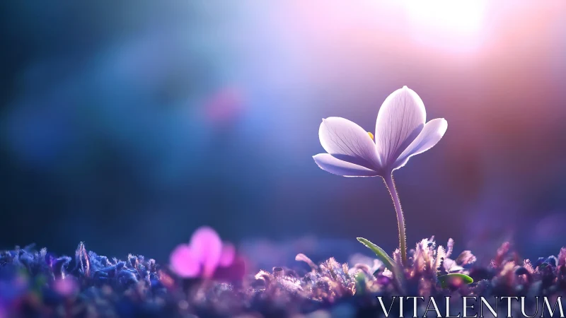 Delicate Pale Flower with Shallow Depth of Field Gradient Bokeh Effect