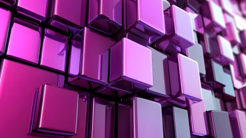 Purple reflective cubic grid in staggered three-dimensional array.