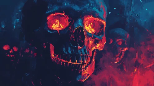 Luminous inferno skull study in high-contrast digital painting.