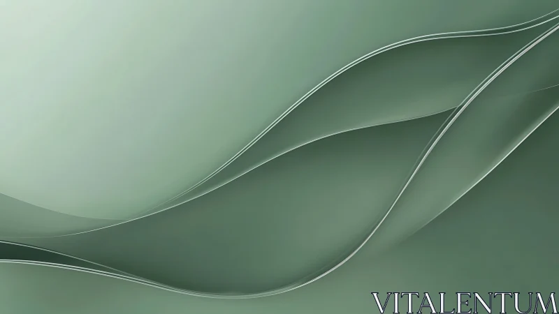 Soft green abstract waves with layered transparent curves.
