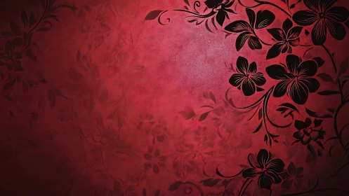 Ornate Black Florals Against Gradient Magenta Ground.