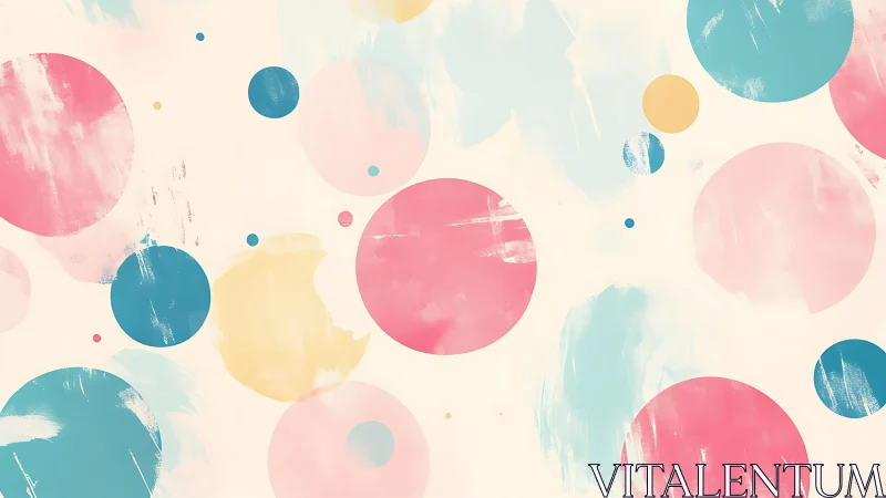 Pastel Abstract Circles Pattern with Soft Brush Texture.