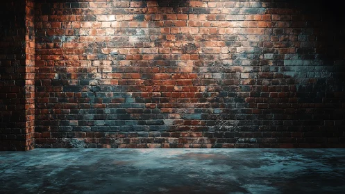 Weathered red brick wall with moody industrial lighting