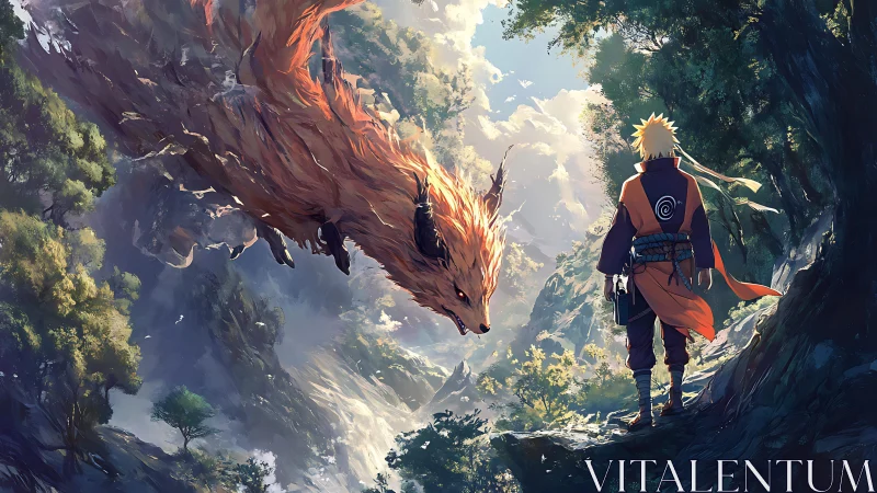 Forest gorge summit with cloaked ninja and spectral fox entity