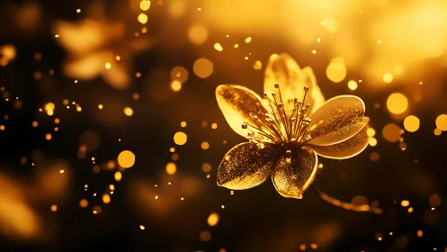 Golden Flower with Bokeh Lights.