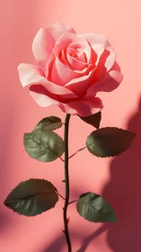 Coral-Pink Rose with Directional Illumination Against Gradient Background.