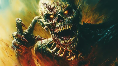 Infernal bone-fiend screaming through molten nightmare fire.