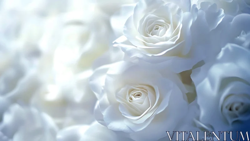 White Roses in Soft Focus: Luminous Botanical Study.
