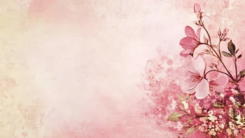 Vintage Bloom Symphony: Delicate Pink Florals Against Whispered Cream.