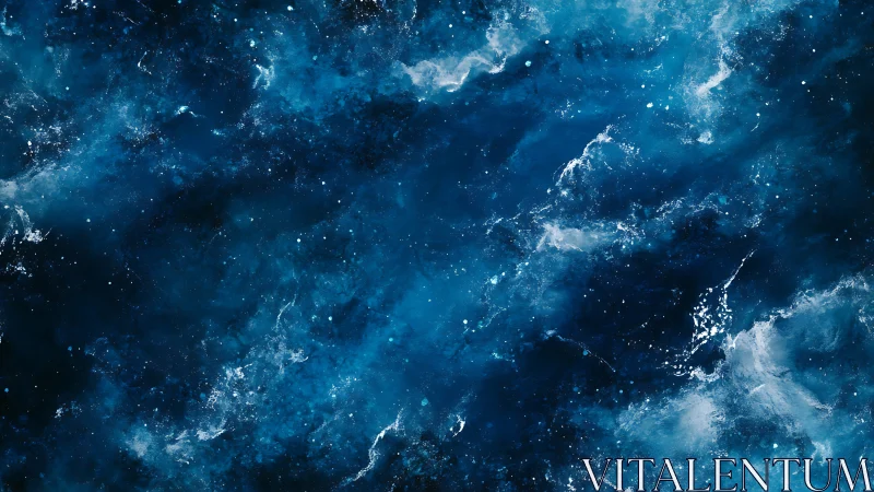 Celestial blue nebula field with diffuse cosmic textures.