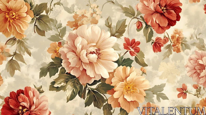 Romantic Garden Florals in Peachy Tones.