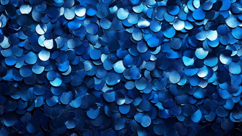 Iridescent blue sequin macro pattern forms dense abstract surface