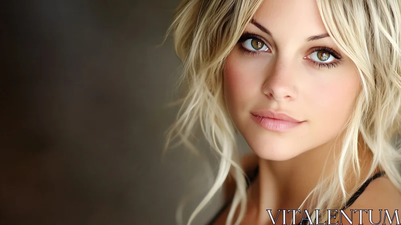 Soft-lit blonde portrait captures calm, expressive gaze beautifully.