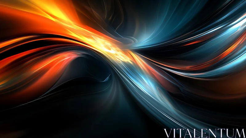 Flowing light streaks curve across dark abstract background
