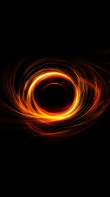 Fiery energy ring swirls in darkness with cosmic intensity