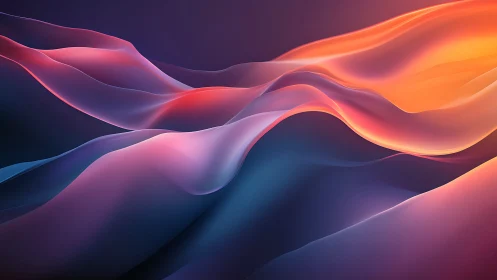 Flowing neon gradients form abstract luminous wave landscape.