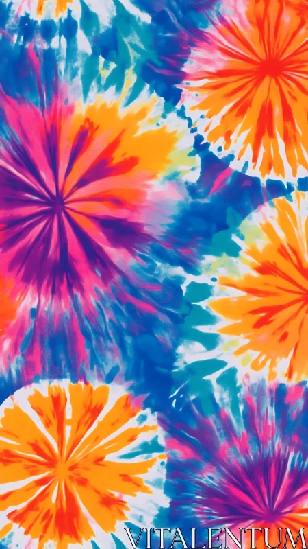 Joyful tie-dye bursts in bright pink, orange, and blue.