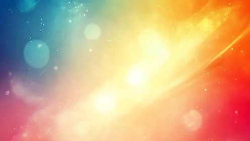 Radial bokeh gradient blends cyan to red with high-key glow