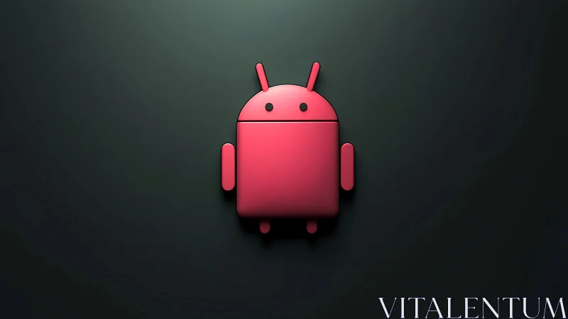 Glossy magenta Android robot emblem under directional light.