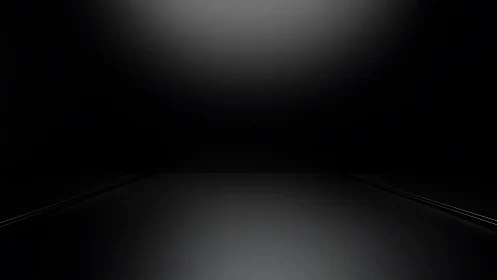 Minimal black background with reflective floor plane.