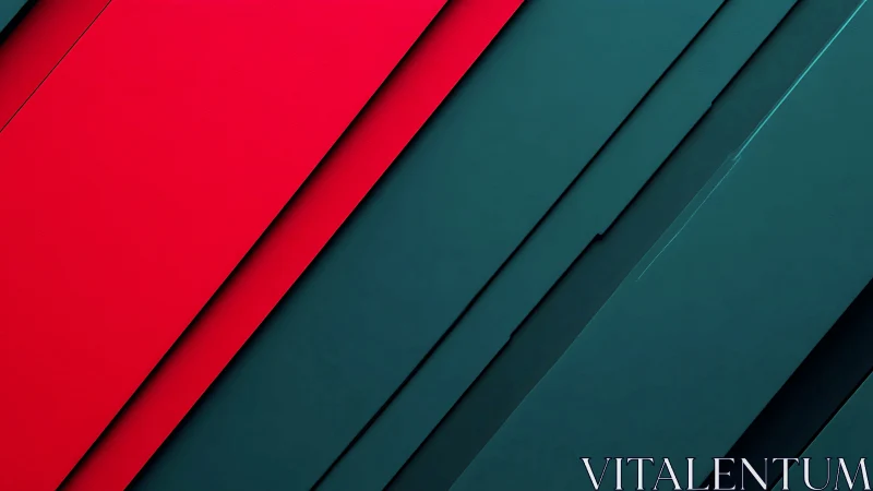 Diagonal composite planes with red teal chromatic contrast.