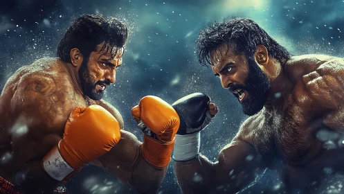Bearded Boxers In Intense Championship Bout.