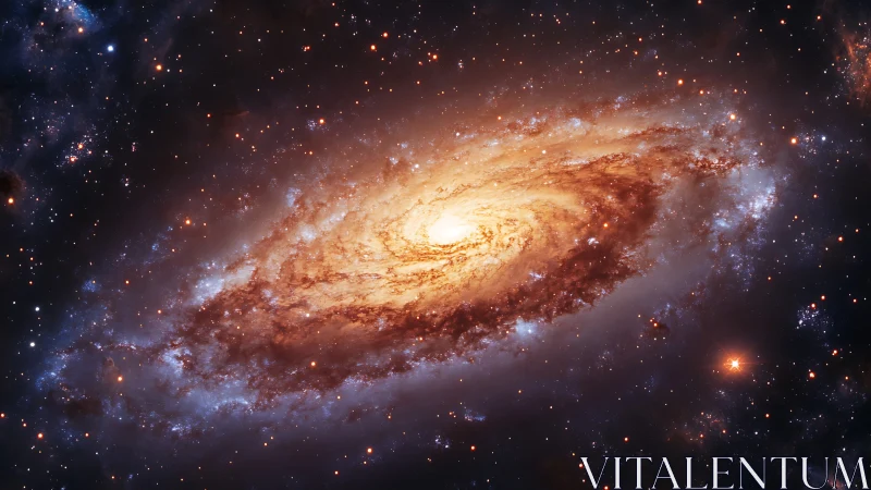 Radiant spiral galaxy glows in deep space dust and starlight