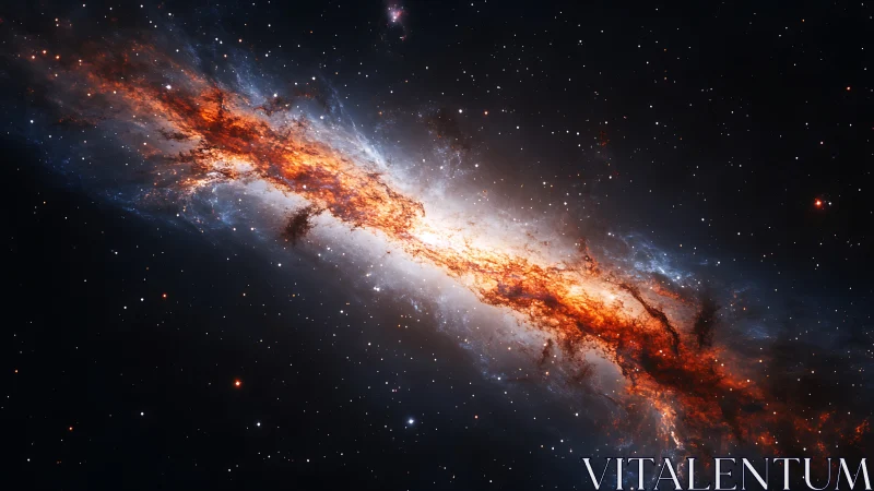 Stellar nebula corridor glowing with fiery galactic dust.