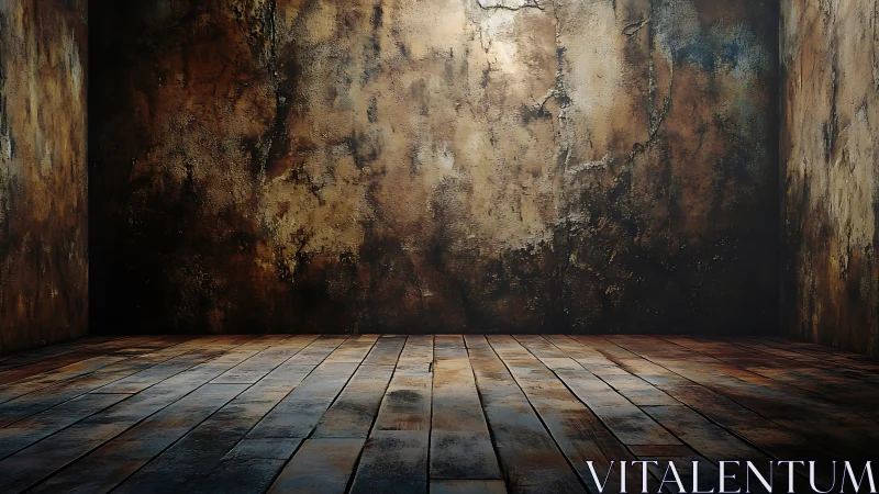 Weathered wooden room glows with moody rustic patina.