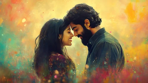 Intimate moment shared beneath radiant golden light.