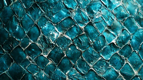 Textured teal scale-like surface with irregular pattern grid.