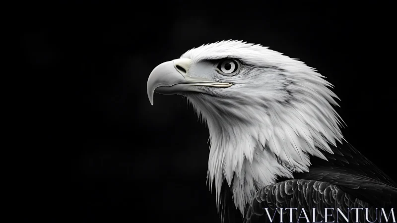 Majestic Bald Eagle Portrait in Dramatic Black and White Style.