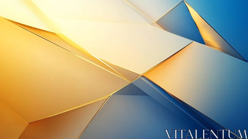 Geometric Abstract Art with Gradient Yellow and Blue Tones.