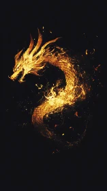 Digital painting of a coiled infernal dragon in negative space.