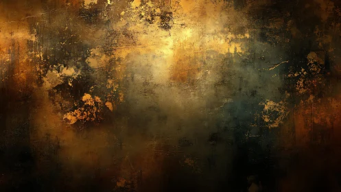 Rustic golden abstract texture with dark grunge accents and painterly style.