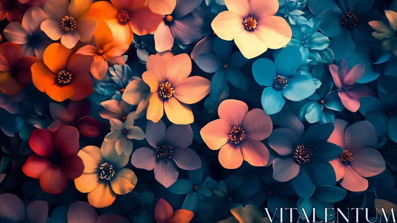 Vibrant Floral Symphony in Digital Bloom