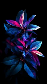 Neon twilight foliage glowing in electric midnight hues.