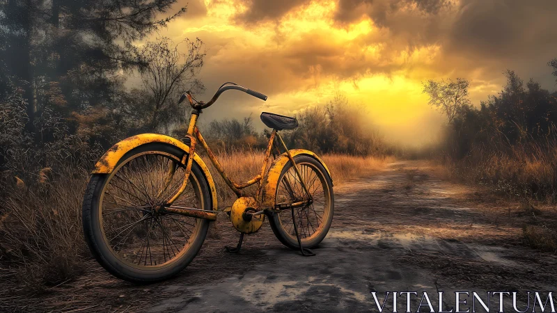 Golden Bicycle's Quiet Vigil at the Edge of Fading Light.