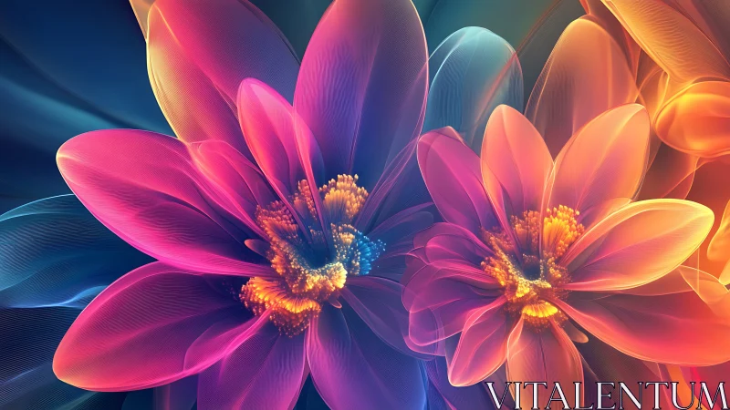 Luminous Gradient Blooms Against Neon Dark Background.