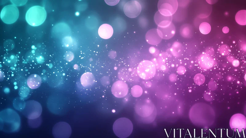 Vibrant Bokeh Lights in Pink and Blue Abstract Digital Art.