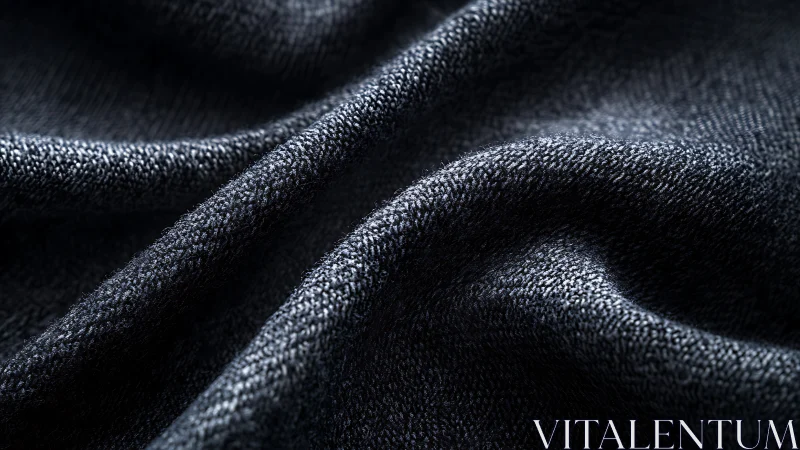 Luxurious Dark Fabric Folds: A Tactile Close-Up Experience.
