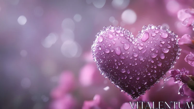 Crystalline Heart with Dewdrops in Soft Focus Bokeh.