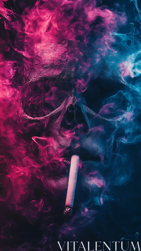 Electric neon smoke reveals a haunting skull-shaped warning