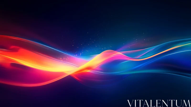 Radiant neon light waves flow across deep cosmic space.