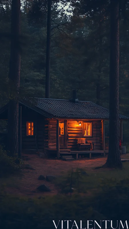Woodland Sanctuary Glows: Log Cabin Nestled in Ancient Forest.