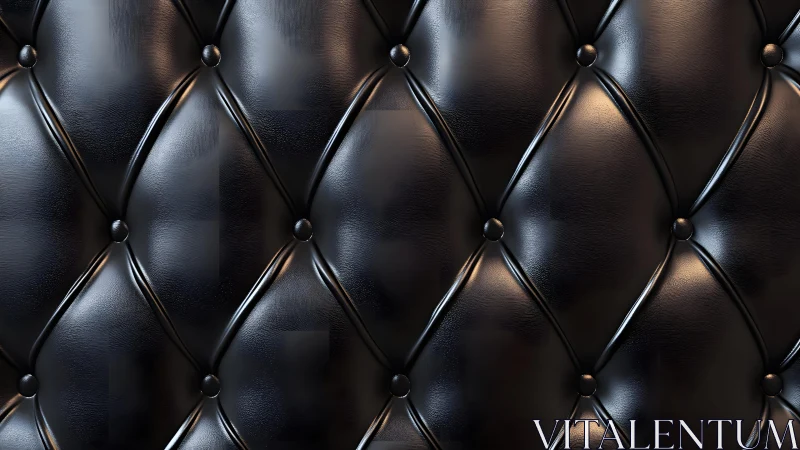 Luxurious Black Leather Upholstery with Diamond Tufting Pattern.